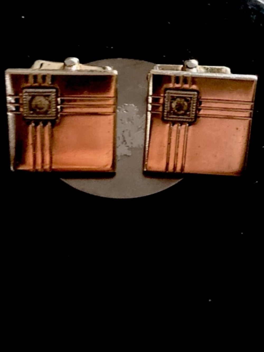 Vintage Anson Brushed Gold Art Deco Cufflinks – Patent Pending 1956-1961